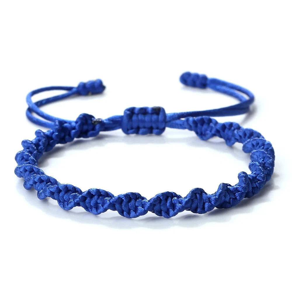 Bracelet Tibétain Bouddhiste – Nœud Porte-Bonheur Tressé Esprit Tibet Sérénité marine 