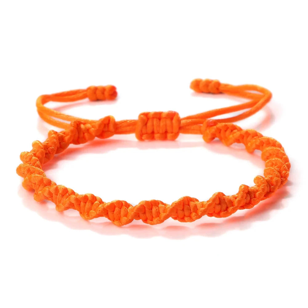 Bracelet Tibétain Bouddhiste – Nœud Porte-Bonheur Tressé Esprit Tibet Vitalité orange 