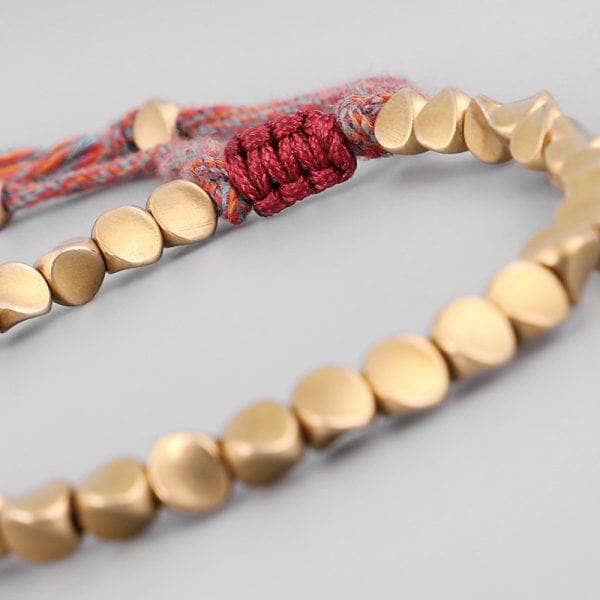 Bracelet Tibétain Bouddhiste – Perles de Cuivre et Cordon Tressé Esprit Tibet 