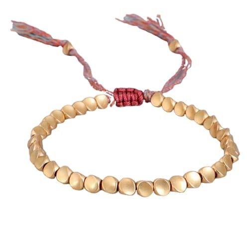 Bracelet Tibétain Bouddhiste – Perles de Cuivre et Cordon Tressé Esprit Tibet 