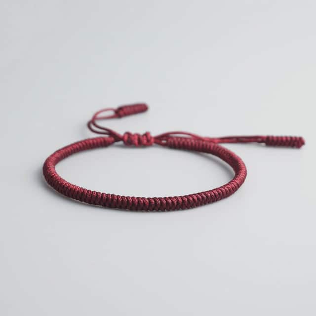 Bracelet tibétain de la chance — corde tressée ronde Esprit Tibet Marron 