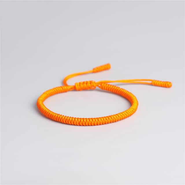 Bracelet tibétain de la chance — corde tressée ronde Esprit Tibet Orange 
