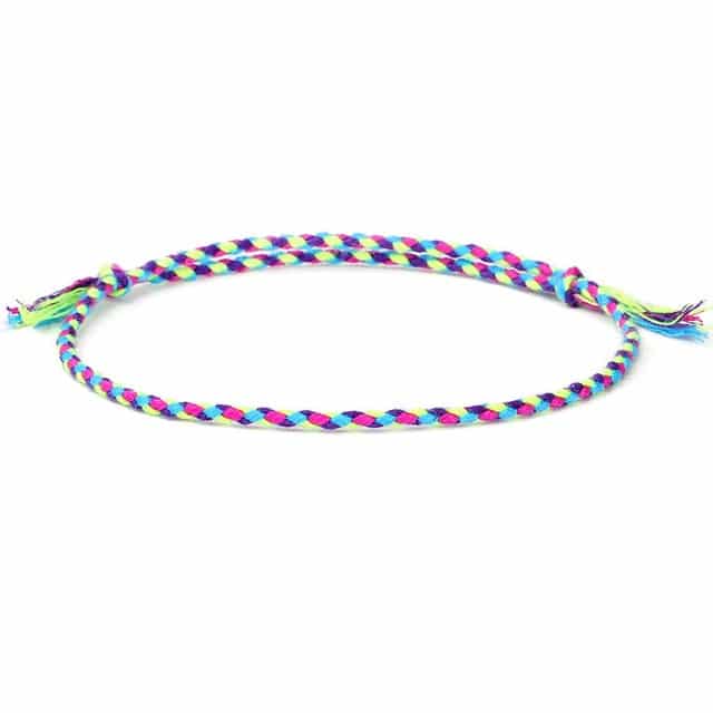 Bracelet Tibétain Multicolore – Symbole Porte-Bonheur Esprit Tibet Arc-en-ciel Foncé (Bleu/Rouge/Vert) (Un très beau mélange aux tonalités profondes) 