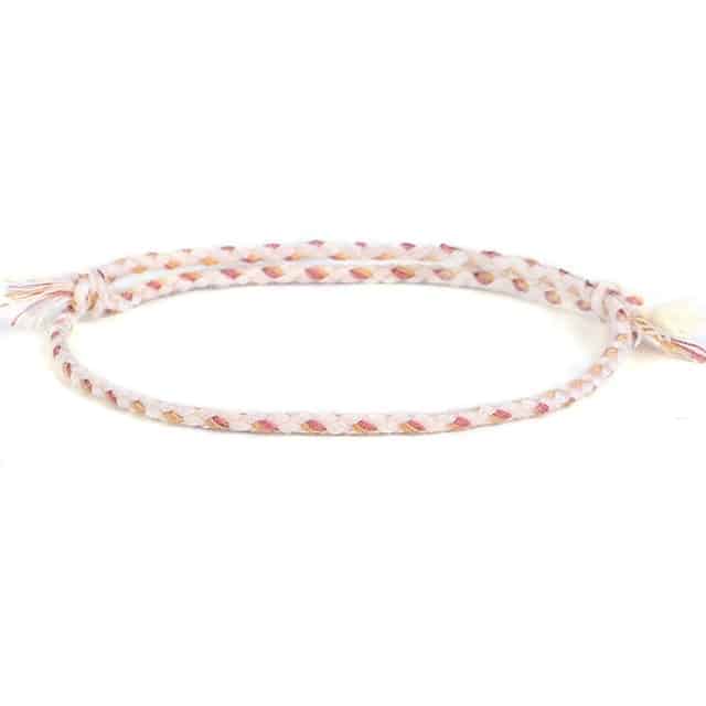 Bracelet Tibétain Multicolore – Symbole Porte-Bonheur Esprit Tibet Blanc et Beige 