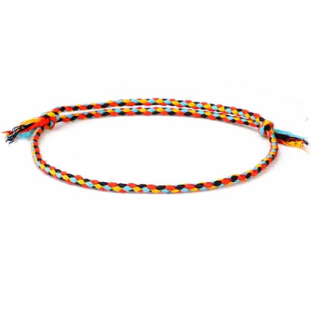 Bracelet Tibétain Multicolore – Symbole Porte-Bonheur Esprit Tibet Feu (Orange, Noir et Jaune) 