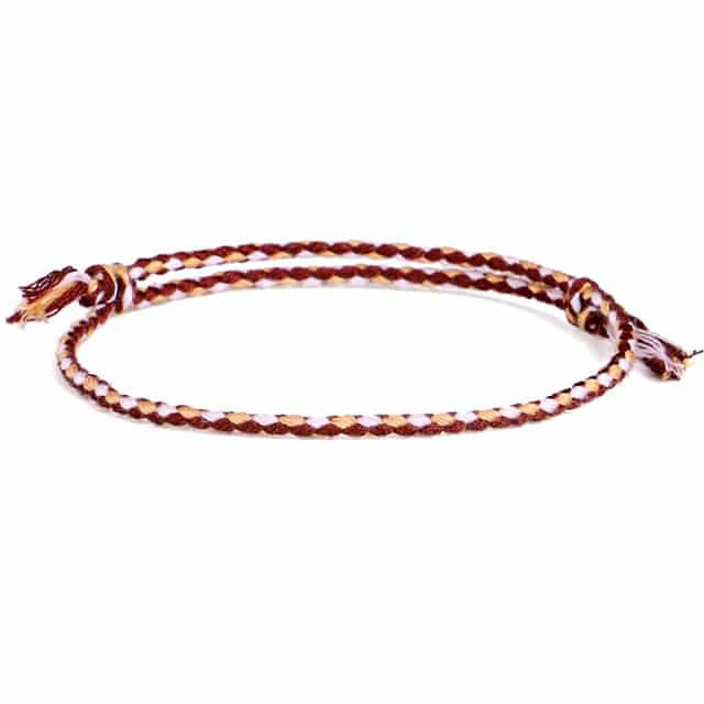 Bracelet Tibétain Multicolore – Symbole Porte-Bonheur Esprit Tibet Marron et Blanc 
