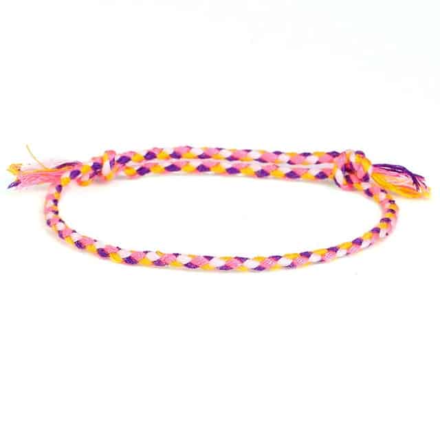 Bracelet Tibétain Multicolore – Symbole Porte-Bonheur Esprit Tibet Rose, Jaune et Violet 