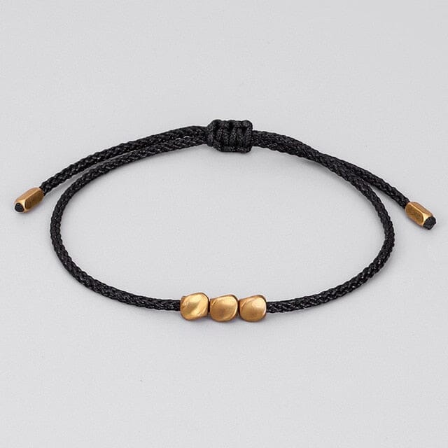 Bracelet Tibétain - Rouge | Noir Esprit Tibet Noir 3 perles Noir 5 perles plates 