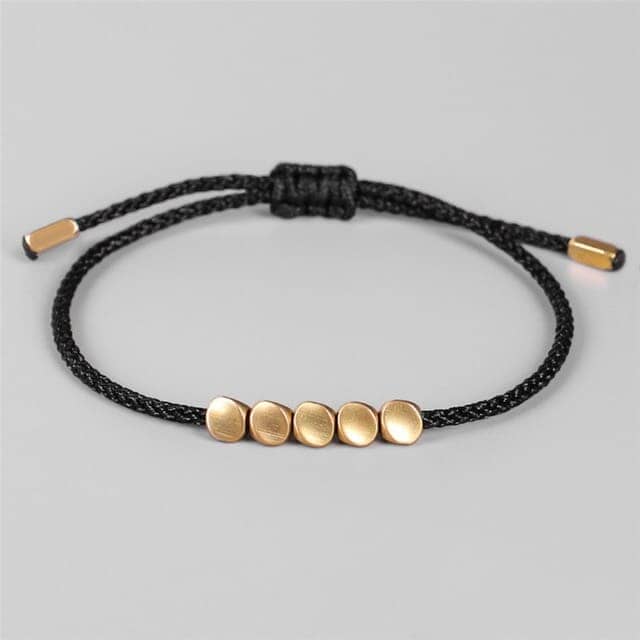 Bracelet Tibétain - Rouge | Noir Esprit Tibet Noir 5 perles Noir 5 perles plates 