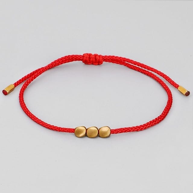 Bracelet Tibétain - Rouge | Noir Esprit Tibet Rouge 3 perles Noir 5 perles plates 