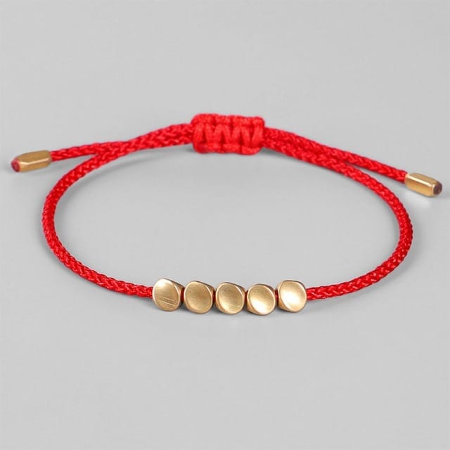 Bracelet Tibétain - Rouge | Noir Esprit Tibet Rouge 5 perles Noir 5 perles plates 