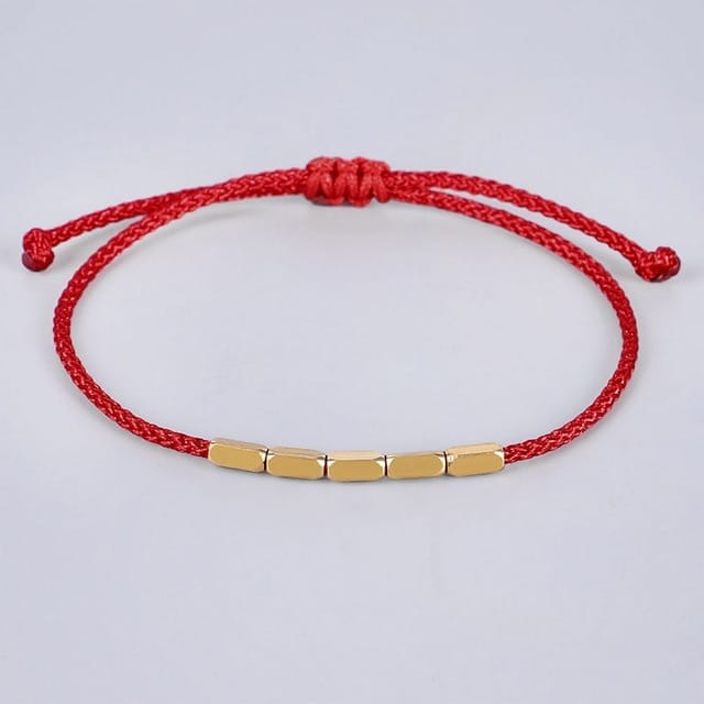 Bracelet Tibétain - Rouge | Noir Esprit Tibet Rouge 5 perles plates Noir 5 perles plates 