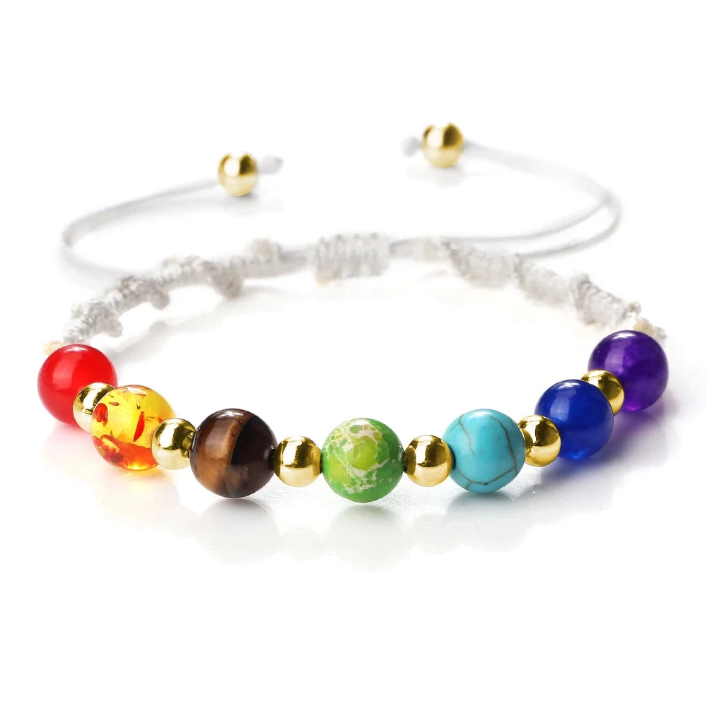 Bracelet tibétain Shamballa – Les 7 Chakras – Harmonie Esprit Tibet Lumière Blanche 