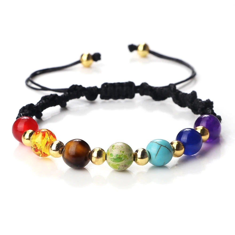 Bracelet tibétain Shamballa – Les 7 Chakras – Harmonie Esprit Tibet Mystère Noir 