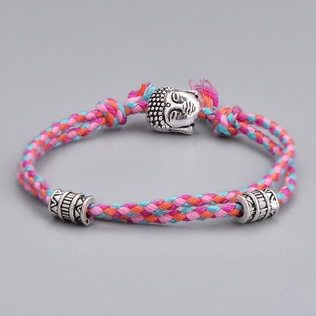 Bracelet Tibétain - Tête de Bouddha Esprit Tibet Rose 2 