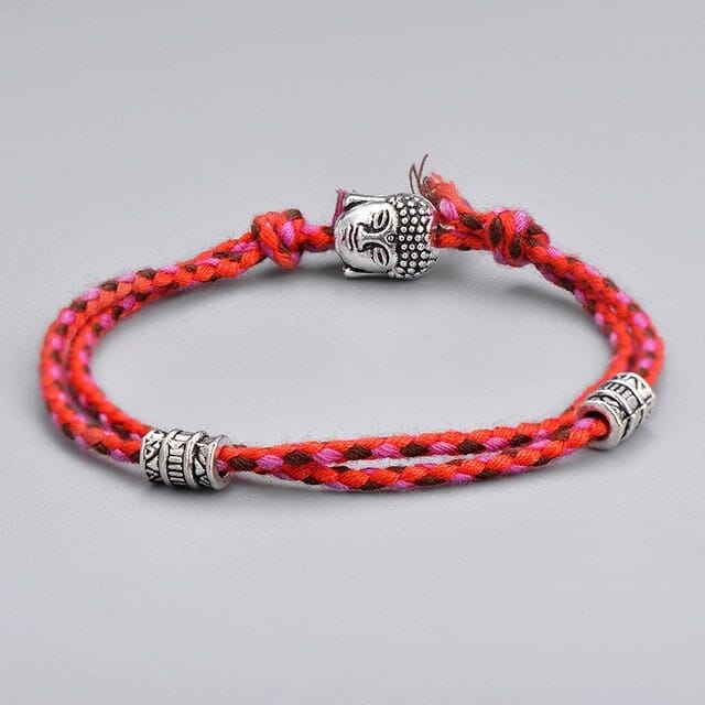 Bracelet Tibétain - Tête de Bouddha Esprit Tibet Rouge 