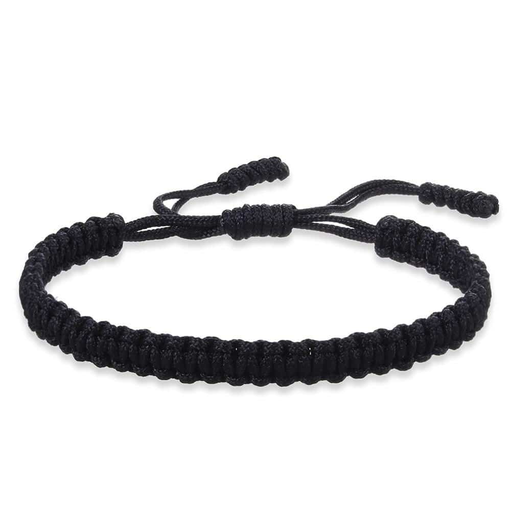 Bracelet tibétain tressé plat — rouge et noir Esprit Tibet Noir Equilibre 
