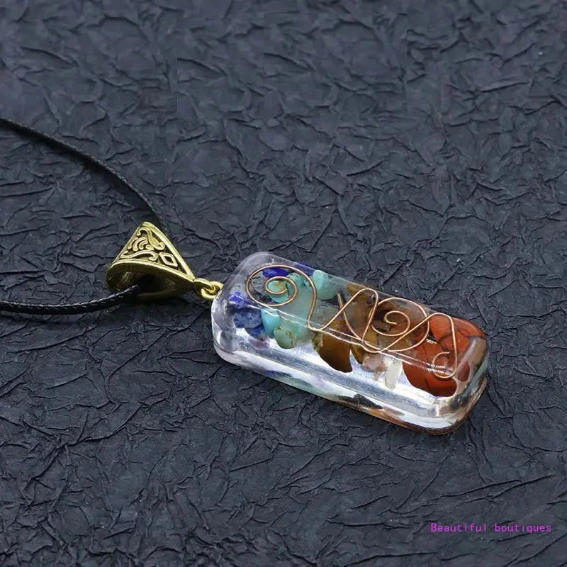 Collier 7 Chakras – Énergie et Harmonie Esprit Tibet Harmonie intense (Pendentif grand format) 
