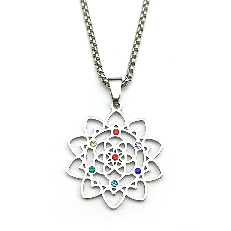 Collier 7 Chakras Fleur de Vie – Énergie et Harmonie Esprit Tibet 