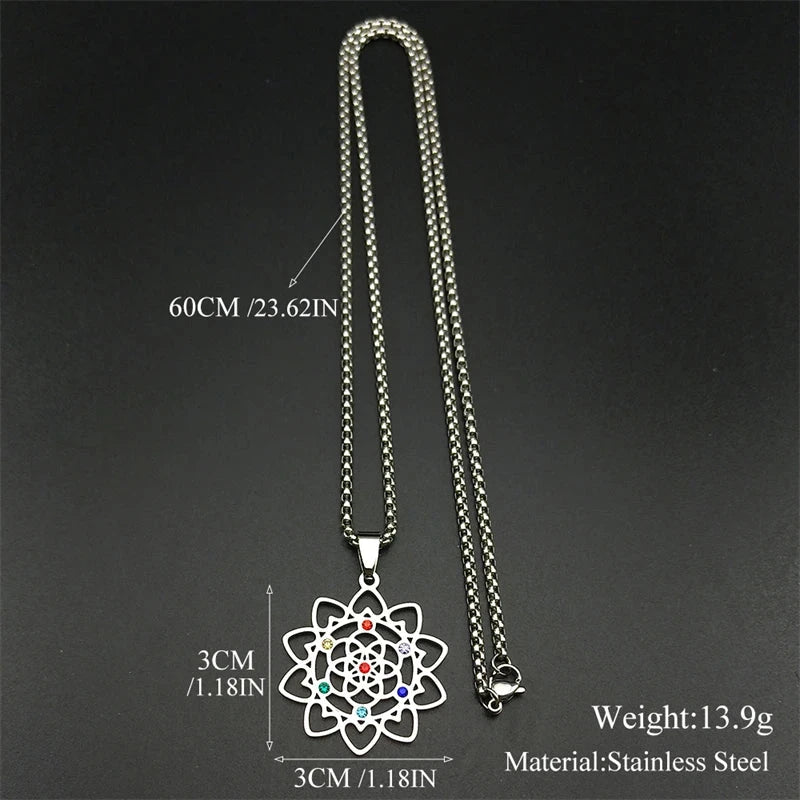 Collier 7 Chakras Fleur de Vie – Énergie et Harmonie Esprit Tibet 