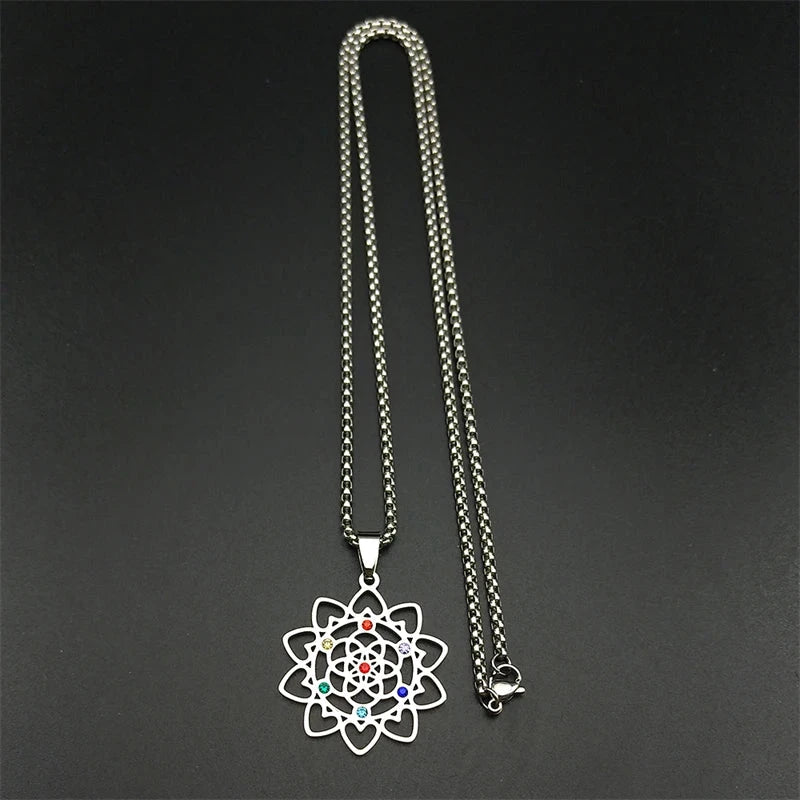Collier 7 Chakras Fleur de Vie – Énergie et Harmonie Esprit Tibet 