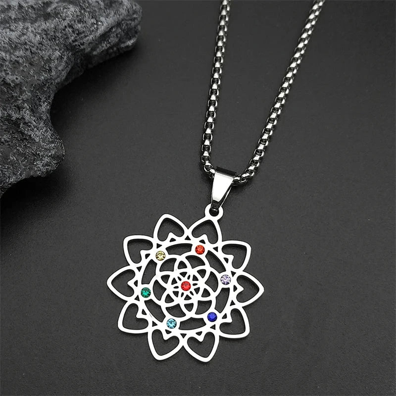 Collier 7 Chakras Fleur de Vie – Énergie et Harmonie Esprit Tibet 