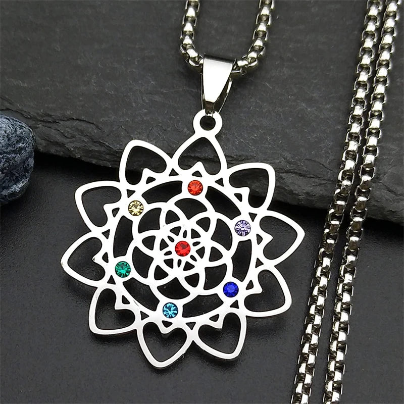 Collier 7 Chakras Fleur de Vie – Énergie et Harmonie Esprit Tibet 