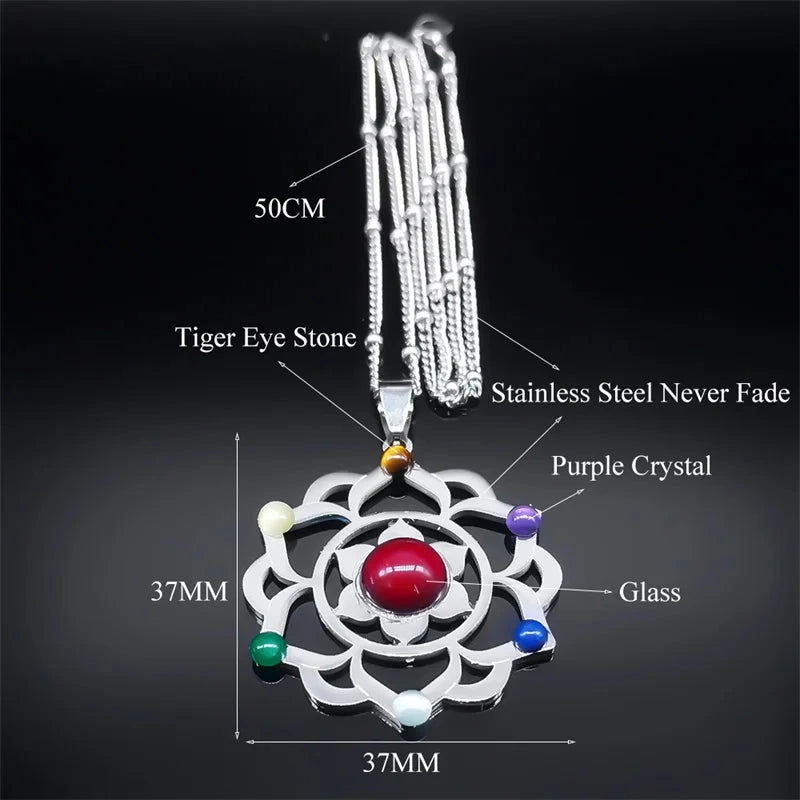 Collier 7 Chakras Fleur de Vie – Énergie et Sérénité Esprit Tibet 