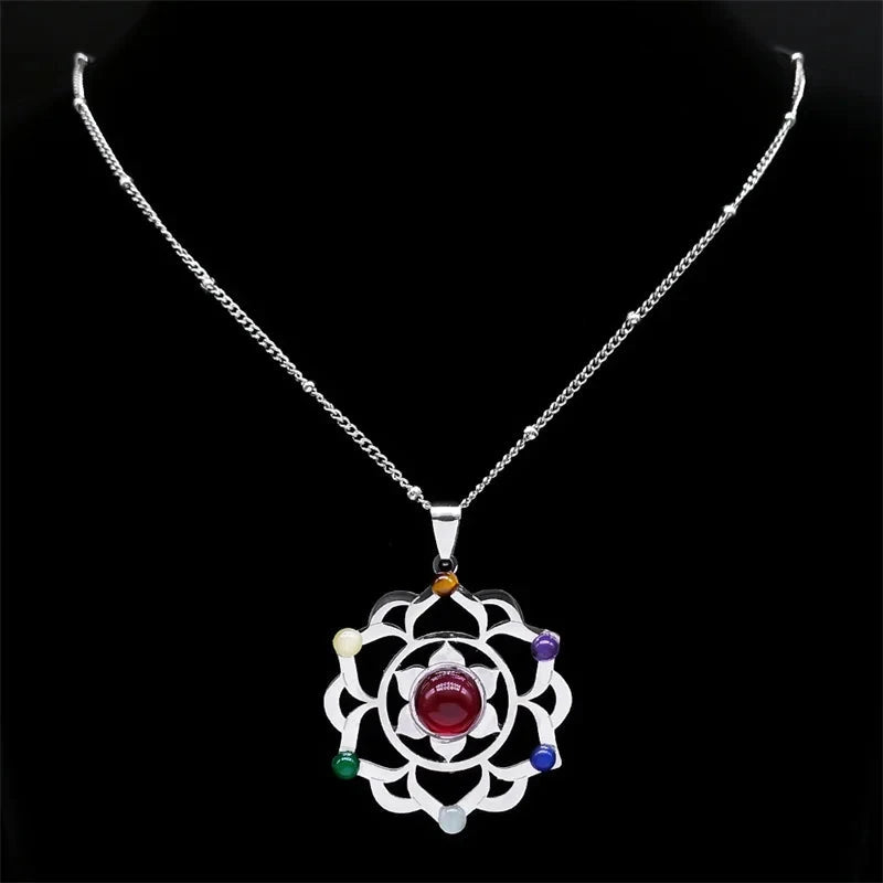 Collier 7 Chakras Fleur de Vie – Énergie et Sérénité Esprit Tibet 