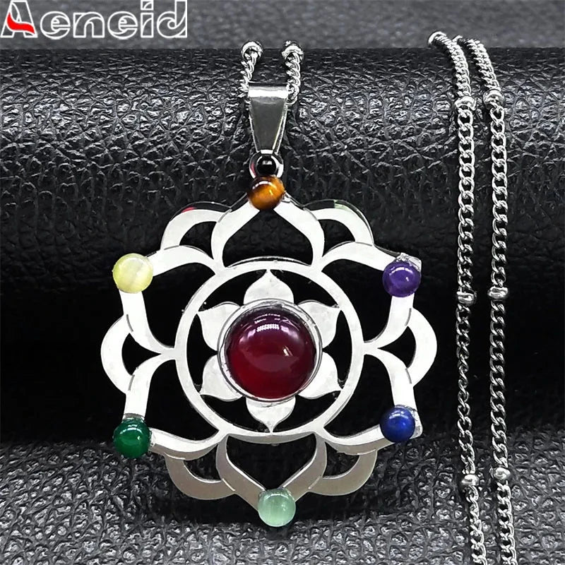 Collier 7 Chakras Fleur de Vie – Énergie et Sérénité Esprit Tibet 