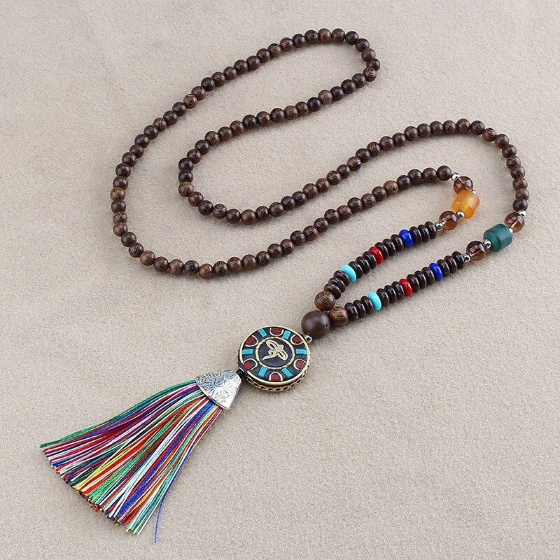 collier du tibet bois