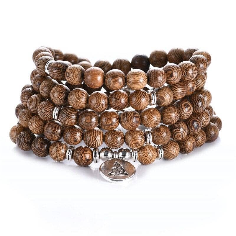 Collier Mala tibétain en bois Esprit Tibet Bouddha 