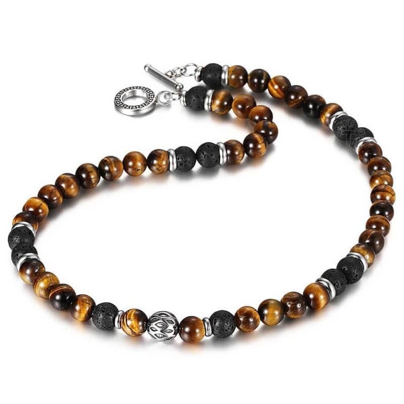 Collier tibétain œil de tigre Esprit Tibet 