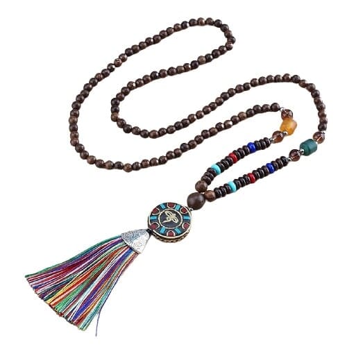 Collier tibétain perles de bois Esprit Tibet 