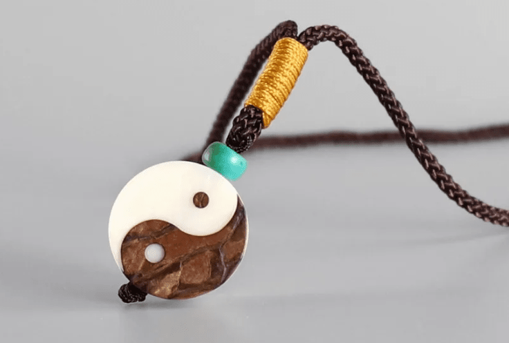 Équilibre Yin-Yang – Pendentif tibétain bouddhiste en graine de bodhi Esprit Tibet 