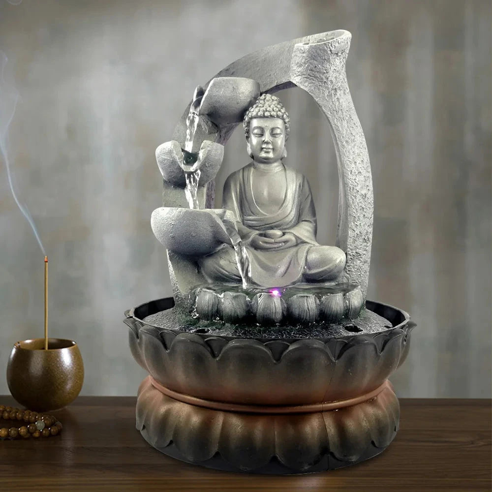 Fontaine Bouddha d’Intérieur avec LED Esprit Tibet 
