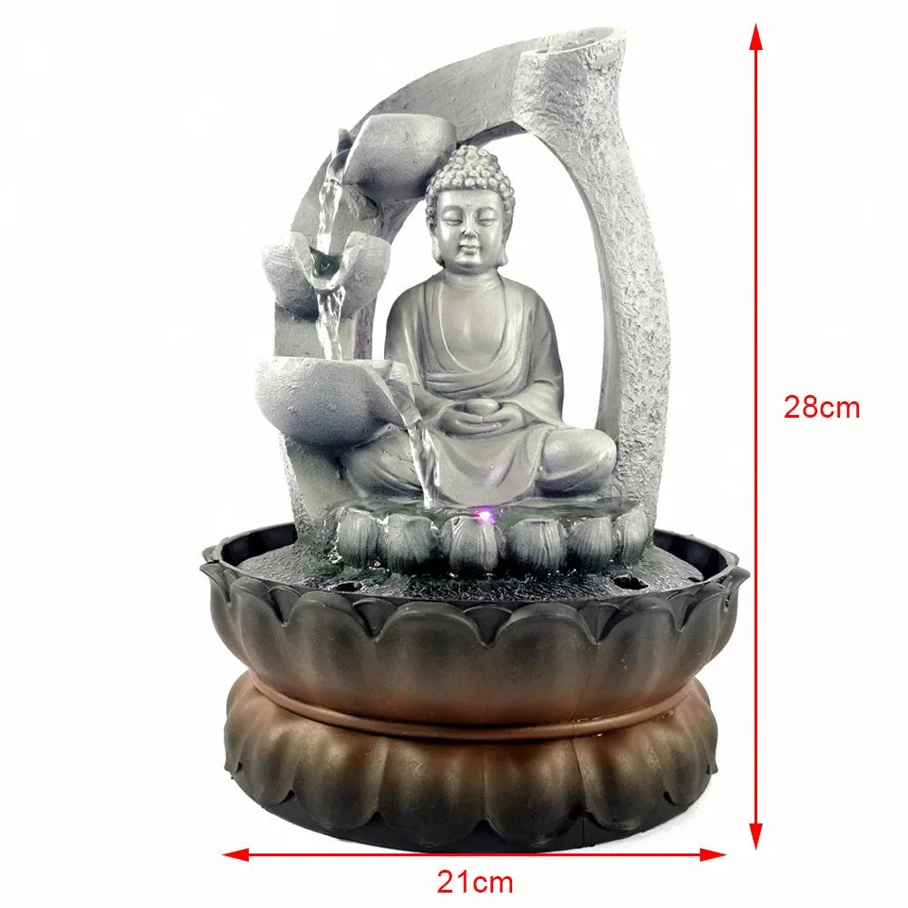 Fontaine Bouddha d’Intérieur avec LED Esprit Tibet 