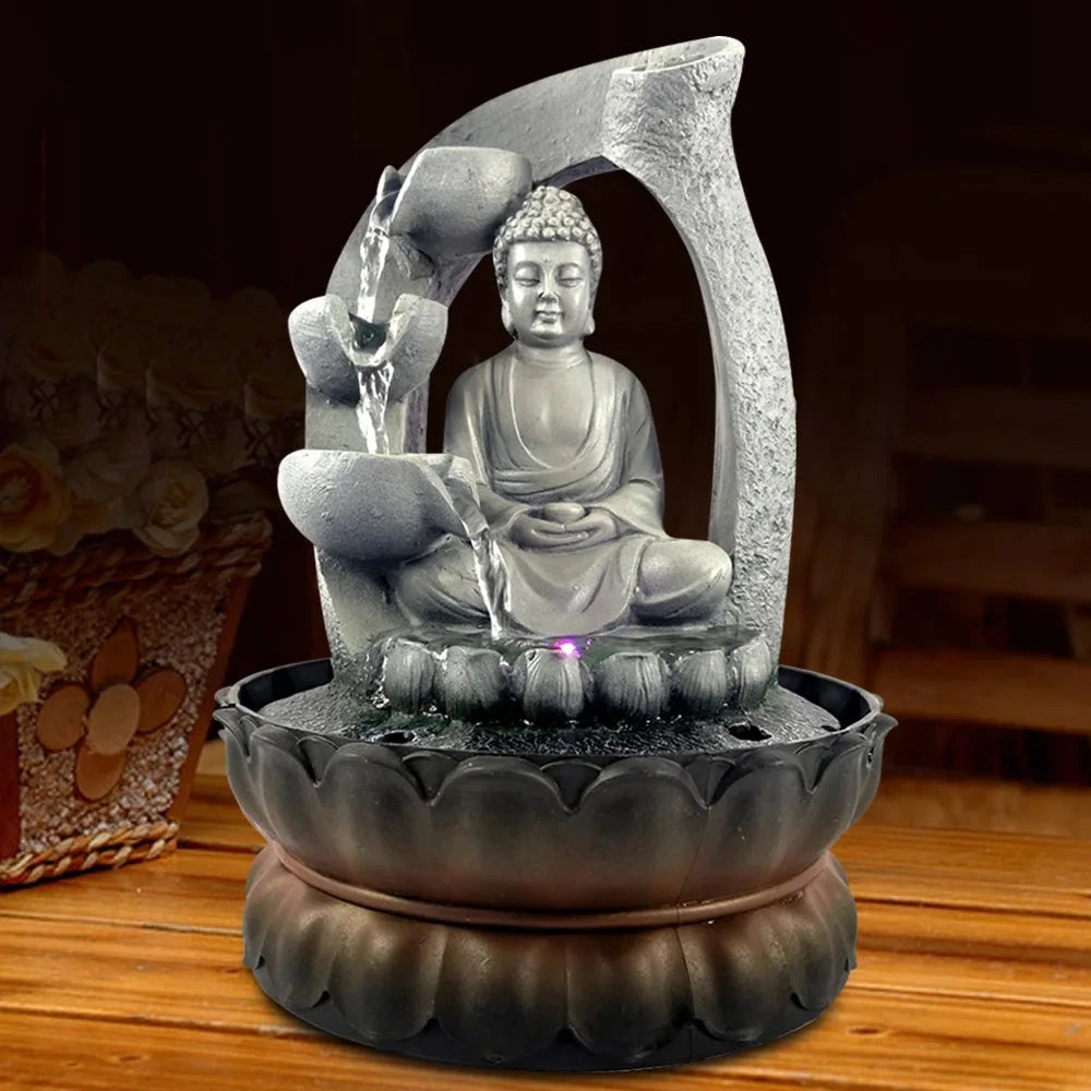 Fontaine Bouddha d’Intérieur avec LED Esprit Tibet 