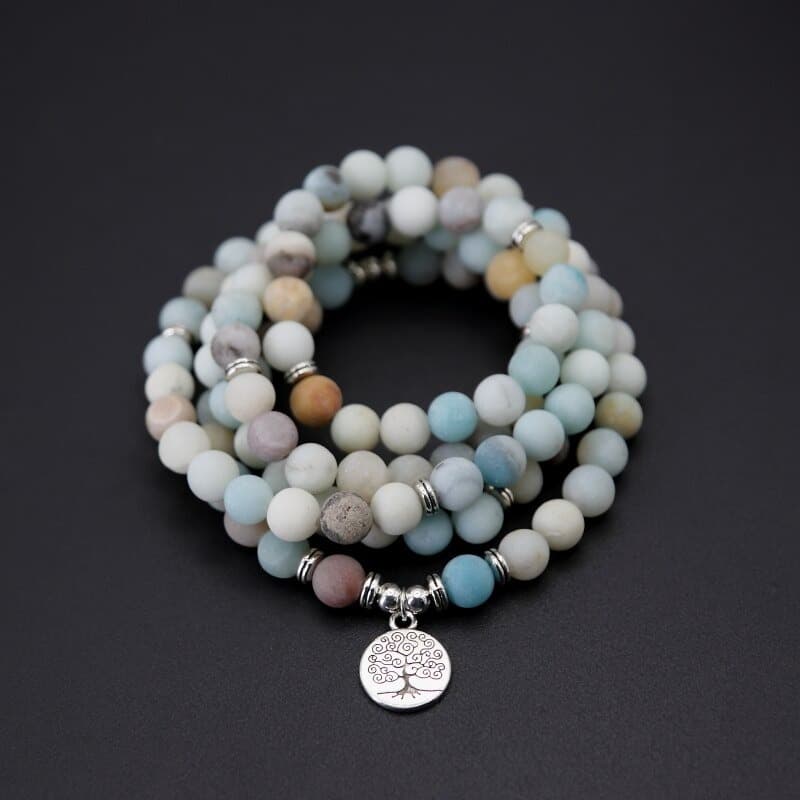 mala tibetain 108 perles amazonite