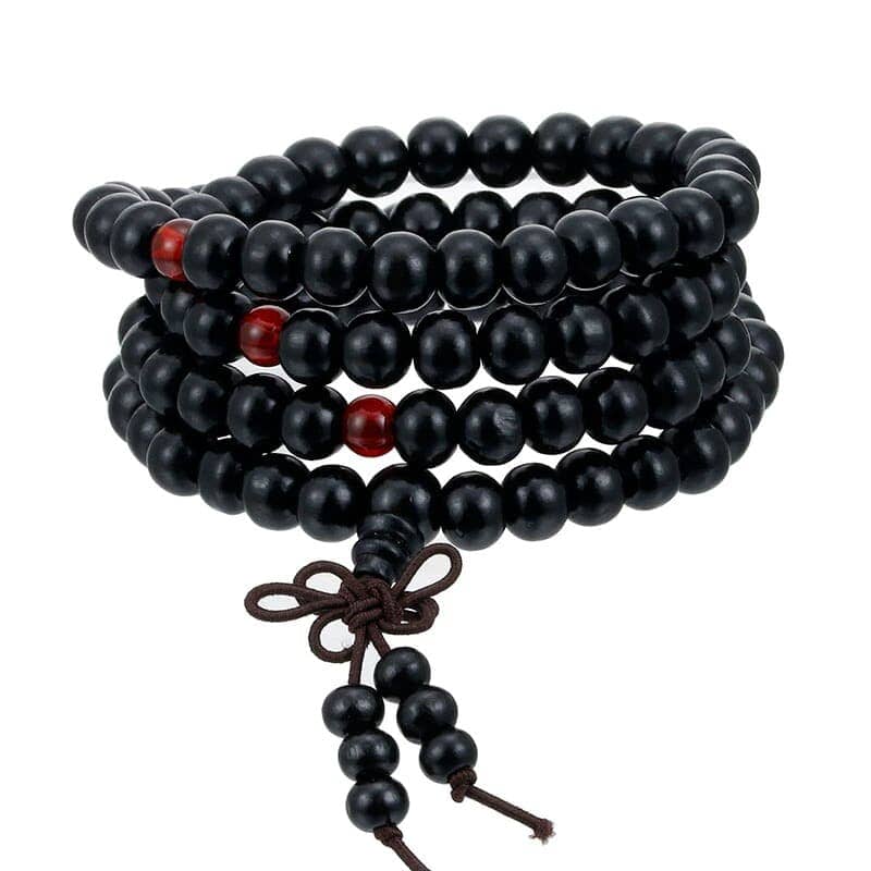 Mala tibétain 108 perles — bois de santal marron ou noir Esprit Tibet Noir 