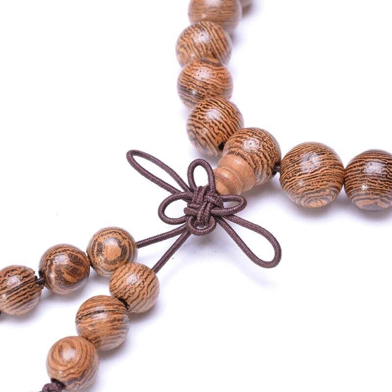 Mala tibétain 108 perles — bois naturel clair Esprit Tibet 