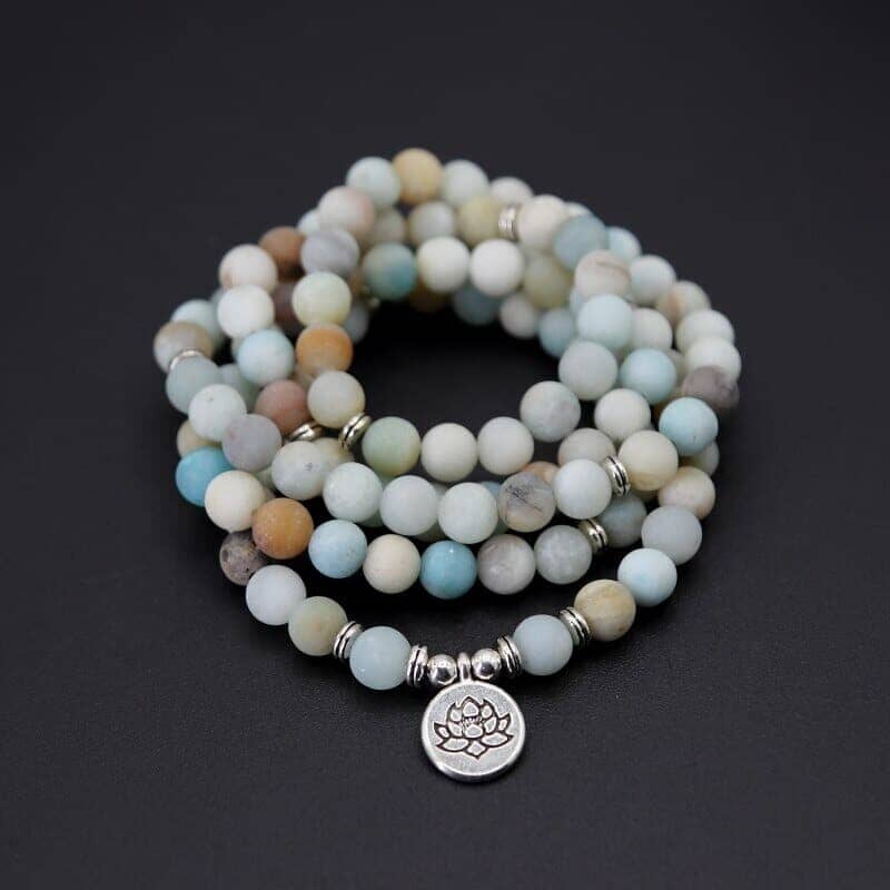 Mala tibétain amazonite Esprit Tibet Lotus 