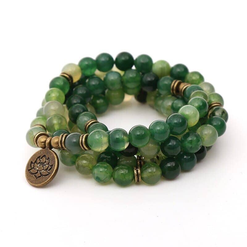 Mala tibétain en agate verte Esprit Tibet 