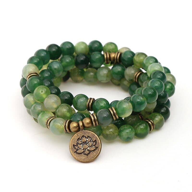 Mala tibétain en agate verte Esprit Tibet 