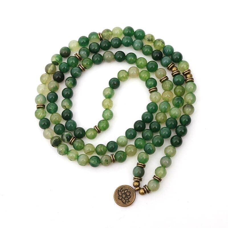 Mala tibétain en agate verte Esprit Tibet 