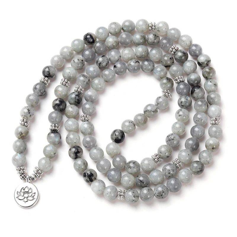 mala tibetain en labradorite