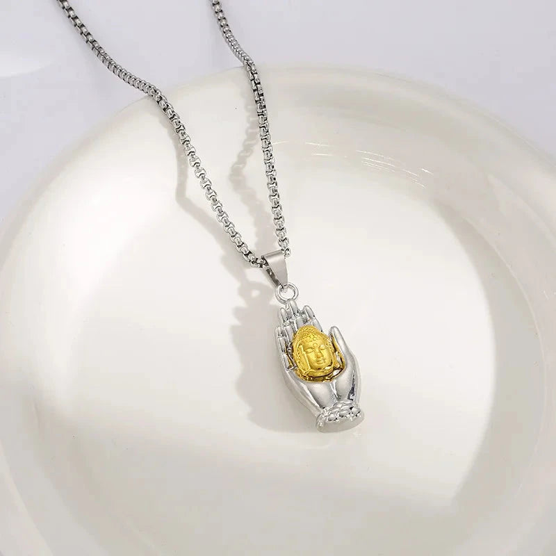 Pendentif Bouddha dans la paume – Amulette tibétaine protectrice Esprit Tibet 