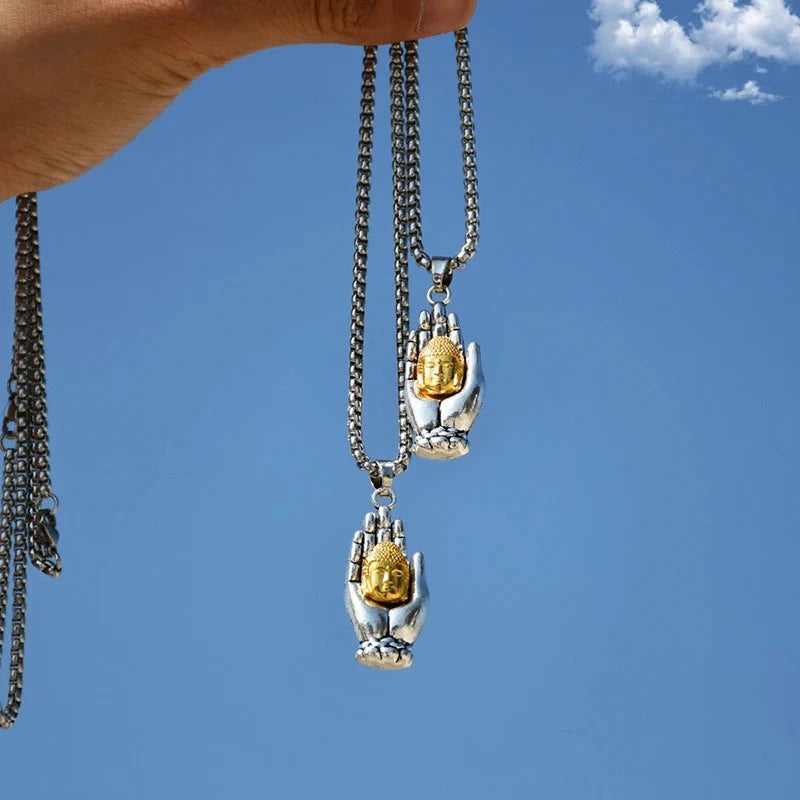 Pendentif Bouddha dans la paume – Amulette tibétaine protectrice Esprit Tibet 