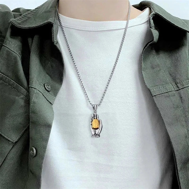 Pendentif Bouddha dans la paume – Amulette tibétaine protectrice Esprit Tibet 