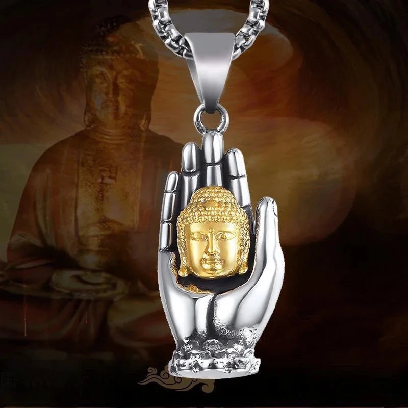 Pendentif Bouddha dans la paume – Amulette tibétaine protectrice Esprit Tibet 